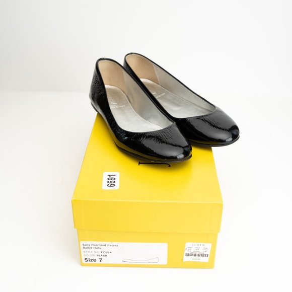 J. Crew Sally Pearlized Patent leather black Ballet Flats size 7